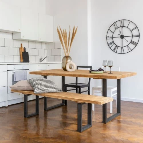 Dendro Tables à Manger Table à Manger Bois Massif Pieds Acier Brut 4 Dendro Tables à Manger Table à Manger Bois Massif Pieds Acier Brut – Image 2