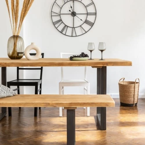 Dendro Tables à Manger Table à Manger Bois Massif Pieds Acier Brut 5 Dendro Tables à Manger Table à Manger Bois Massif Pieds Acier Brut – Image 3