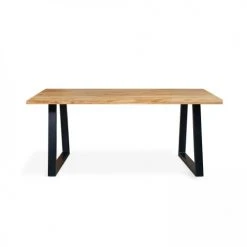 Oviala Tables à Manger Table à Manger Bois Noir Pied Forme Trapèze 160 X 95 X 75 Cm -Marquee Magasin table a manger bois noir pied forme trapeze 160 x 95 x 75 cm 4