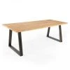 Oviala Tables à Manger Table à Manger Bois Noir Pied Forme Trapèze 200 X 95 X 75 Cm