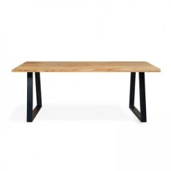 Oviala Tables à Manger Table à Manger Bois Noir Pied Forme Trapèze 200 X 95 X 75 Cm -Marquee Magasin table a manger bois noir pied forme trapeze 200 x 95 x 75 cm 4