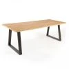 Oviala Tables à Manger Table à Manger Bois Noir Pied Forme Trapèze 240 X 95 X 75 Cm