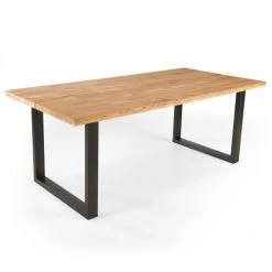 Oviala Tables à Manger Table à Manger Bois Noir Pied Forme U 160 X 95 X 75 Cm