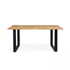 Oviala Tables à Manger Table à Manger Bois Noir Pied Forme U 160 X 95 X 75 Cm -Marquee Magasin table a manger bois noir pied forme u 160 x 95 x 75 cm 4