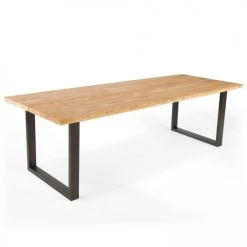 Oviala Tables à Manger Table à Manger Bois Noir Pied Forme U 240 X 95 X 75 Cm