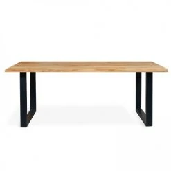 Oviala Tables à Manger Table à Manger Bois Noir Pied Forme U 240 X 95 X 75 Cm -Marquee Magasin table a manger bois noir pied forme u 240 x 95 x 75 cm 4