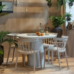 Marquee Magasin -Marquee Magasin table a manger de jardin en fibre d argile d100cm blanc 1