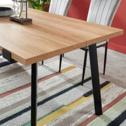 Baita Tables à Manger Table à Manger Effet Chêne Et Métal Noir 160cm -Marquee Magasin table a manger effet chene et metal noir 160cm 2