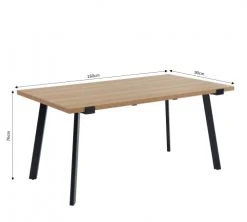 Baita Tables à Manger Table à Manger Effet Chêne Et Métal Noir 160cm -Marquee Magasin table a manger effet chene et metal noir 160cm 4