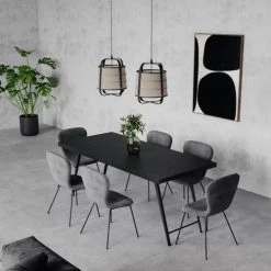 Pomax Tables à Manger Table à Manger En Bois 185x86cm Noir -Marquee Magasin table a manger en bois 185x86cm noir 1