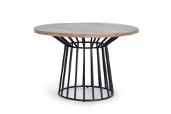 GINER Y COLOMER Tables à Manger Table à Manger En Bois D'acacia Naturel Et Pieds En Métal Noir