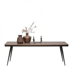 Bepurehome Tables à Manger Table à Manger En Bois De Teck Recyclé Et Métal 220x90cm Naturel -Marquee Magasin table a manger en bois de teck recycle et metal 220x90cm naturel 2