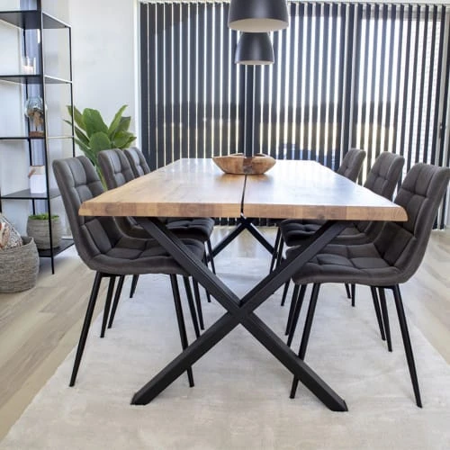 House Nordic Tables à Manger Table à Manger En Bois Et Métal 200x95cm Bois Clair Et Noir 4 House Nordic Tables à Manger Table à Manger En Bois Et Métal 200x95cm Bois Clair Et Noir – Image 2