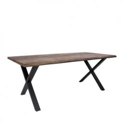 House Nordic Tables à Manger Table à Manger En Bois Et Métal 200x95cm Bois Foncé Et Noir -Marquee Magasin table a manger en bois et metal 200x95cm bois fonce et noir 2