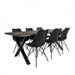 House Nordic Tables à Manger Table à Manger En Bois Et Métal 200x95cm Bois Foncé Et Noir -Marquee Magasin table a manger en bois et metal 200x95cm bois fonce et noir 4