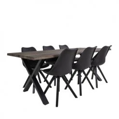 House Nordic Tables à Manger Table à Manger En Bois Et Métal 200x95cm Bois Foncé Et Noir -Marquee Magasin table a manger en bois et metal 200x95cm bois fonce et noir 5
