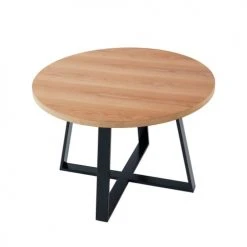 Drawer Tables à Manger Table à Manger En Bois Et Métal D120cm Bois Clair -Marquee Magasin table a manger en bois et metal d120cm bois clair 3