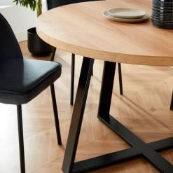 Drawer Tables à Manger Table à Manger En Bois Et Métal D120cm Bois Clair -Marquee Magasin table a manger en bois et metal d120cm bois clair 4