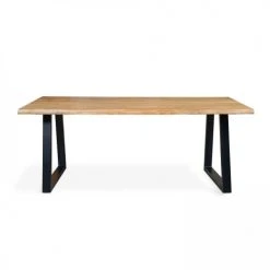 Oviala Tables à Manger Table à Manger En Bois Noir 200 X 95 X 75 Cm -Marquee Magasin table a manger en bois noir 200 x 95 x 75 cm 4