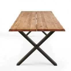 Oviala Tables à Manger Table à Manger En Bois Noir Forme Trapèze 160 X 95 X 75 Cm -Marquee Magasin table a manger en bois noir forme trapeze 160 x 95 x 75 cm 3