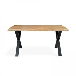 Oviala Tables à Manger Table à Manger En Bois Noir Forme Trapèze 160 X 95 X 75 Cm -Marquee Magasin table a manger en bois noir forme trapeze 160 x 95 x 75 cm 4