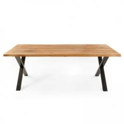 Oviala Tables à Manger Table à Manger En Bois Noir Forme Trapèze 200 X 95 X 75 Cm -Marquee Magasin table a manger en bois noir forme trapeze 200 x 95 x 75 cm 2