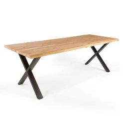Oviala Tables à Manger Table à Manger En Bois Noir Forme Trapèze 200 X 95 X 75 Cm
