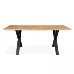 Oviala Tables à Manger Table à Manger En Bois Noir Forme Trapèze 200 X 95 X 75 Cm -Marquee Magasin table a manger en bois noir forme trapeze 200 x 95 x 75 cm 4