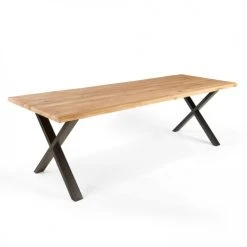 Oviala Tables à Manger Table à Manger En Bois Noir Forme Trapèze 240 X 95 X 75 Cm