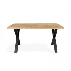 Oviala Tables à Manger Table à Manger En Bois Noir Pied Forme X 160 X 95 X 75 Cm -Marquee Magasin table a manger en bois noir pied forme x 160 x 95 x 75 cm 4