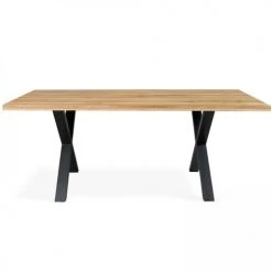 Oviala Tables à Manger Table à Manger En Bois Noir Pied Forme X 240 X 95 X 75 Cm -Marquee Magasin table a manger en bois noir pied forme x 240 x 95 x 75 cm 4