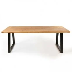 Oviala Tables à Manger Table à Manger En Bois Pied Forme Trapèze Noir 240 X 95 X 75 Cm -Marquee Magasin table a manger en bois pied forme trapeze noir 240 x 95 x 75 cm 2