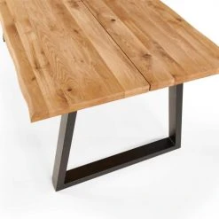 Oviala Tables à Manger Table à Manger En Bois Pied Forme Trapèze Noir 240 X 95 X 75 Cm -Marquee Magasin table a manger en bois pied forme trapeze noir 240 x 95 x 75 cm 3