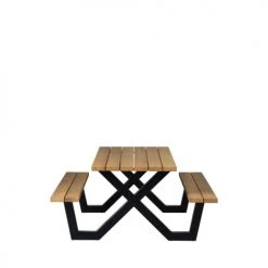 Woood Tables à Manger Table à Manger En Bois Piétement En X 210x81cm Naturel Et Noir -Marquee Magasin table a manger en bois pietement en x 210x81cm naturel et noir 2