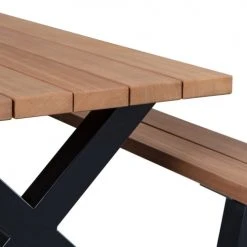 Woood Tables à Manger Table à Manger En Bois Piétement En X 210x81cm Naturel Et Noir -Marquee Magasin table a manger en bois pietement en x 210x81cm naturel et noir 3