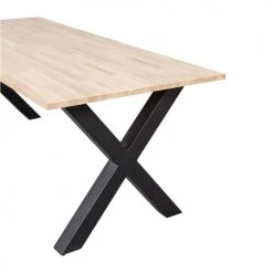 Woood Tables à Manger Table à Manger En Bois Piétement En X 220x90cm Naturel -Marquee Magasin table a manger en bois pietement en x 220x90cm naturel 2