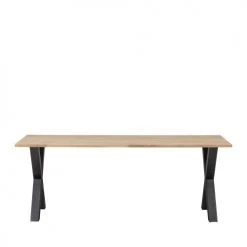 Woood Tables à Manger Table à Manger En Bois Piétement En X 220x90cm Naturel