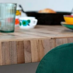 Drawer Tables à Manger Table à Manger En Métal Et Teck Recyclé 180x90cm -Marquee Magasin table a manger en metal et teck recycle 180x90cm 2