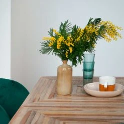 Drawer Tables à Manger Table à Manger En Métal Et Teck Recyclé 200x90cm Bois Clair Et Noir -Marquee Magasin table a manger en metal et teck recycle 200x90cm bois clair et noir 2