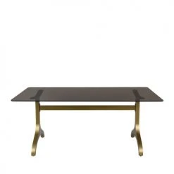 Dutchbone Tables à Manger Table à Manger En Métal Et Verre Trempé 180x90cm Noir Et Or