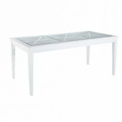 Maisons Du Monde Tables à Manger Table à Manger En Pin Blanc Et Verre Trempé 8 Personnes L180 -Marquee Magasin table a manger en pin blanc et verre trempe 8 personnes l180 1000 12 10 174670 2