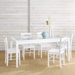 Maisons Du Monde Tables à Manger Table à Manger En Pin Blanc Et Verre Trempé 8 Personnes L180 -Marquee Magasin table a manger en pin blanc et verre trempe 8 personnes l180 1000 12 10 174670 9