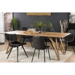 MACABANE Tables à Manger Table à Manger En Teck Recyclé Pieds Croisés Teck L220 -Marquee Magasin table a manger en teck recycle pieds croises teck l220 2