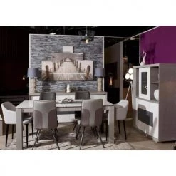 ATHM DESIGN Tables à Manger Table à Manger En Verre 10 Gris Et Blanc -Marquee Magasin table a manger en verre 10 gris et blanc 4