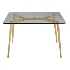 Maisons Du Monde Tables à Manger Table à Manger En Verre Et Chêne 6 Personnes L120