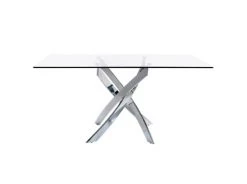 Angel Cerda Tables à Manger Table à Manger En Verre Trempé Et Pieds En Acier Inoxydable L150