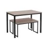 Wadiga Tables à Manger Table à Manger Et 2 Bancs Bois MDF Et Métal Noir -Marquee Magasin table a manger et 2 bancs bois mdf et metal noir