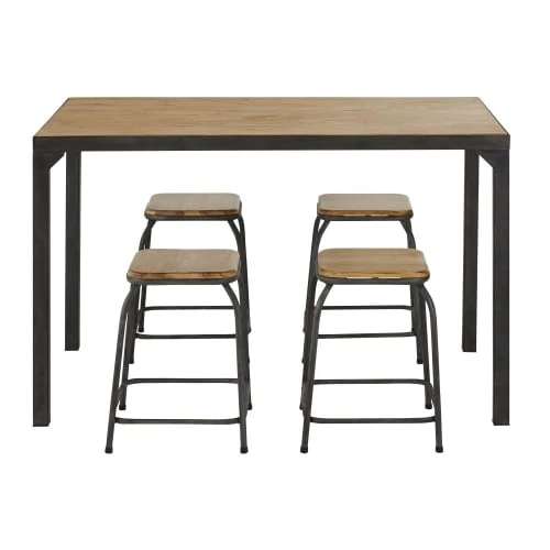 Maisons Du Monde Tables à Manger Table à Manger Et Tabourets (x4) En Bois De Sapin Massif Et Métal 6 Personnes L120 3 Maisons Du Monde Tables à Manger Table à Manger Et Tabourets (x4) En Bois De Sapin Massif Et Métal 6 Personnes L120