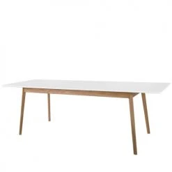 Drawer Tables à Manger Table à Manger Extensible 150-200x80cm Blanc Et Bois Clair -Marquee Magasin table a manger extensible 150 200x80cm blanc et bois clair 3