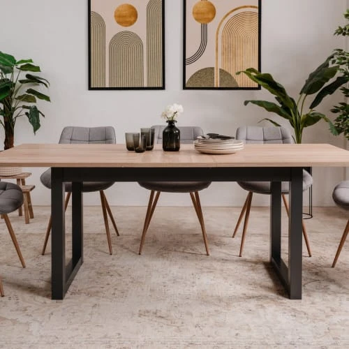 Homifab Tables à Manger Table à Manger Extensible Effet Chêne 160/200 Cm 4 Homifab Tables à Manger Table à Manger Extensible Effet Chêne 160/200 Cm – Image 2